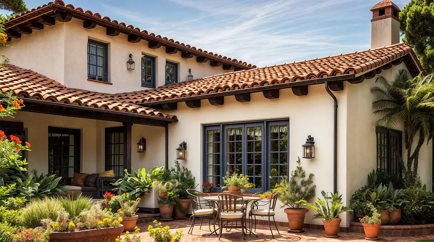 Spanish-style home with patio